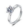 Women's Adjustable Open Geometric Moissanite Ring In Electroplated 925 Silver Fashion Proposal Wedding Anniversary Ring