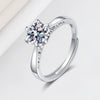 Women's Adjustable Open Geometric Moissanite Ring In Electroplated 925 Silver Fashion Proposal Wedding Anniversary Ring