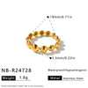 Women's Adjustable Open Stainless Steel Geometric Ring With Vintage Heart And Flower Pattern And 18K Vacuum Plated Finish