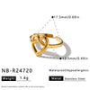 Women's Adjustable Open Stainless Steel Geometric Ring With Vintage Heart And Flower Pattern And 18K Vacuum Plated Finish