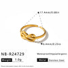 Women's Adjustable Open Stainless Steel Geometric Ring With Vintage Heart And Flower Pattern And 18K Vacuum Plated Finish