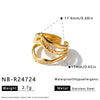 Women's Adjustable Open Stainless Steel Geometric Ring With Vintage Heart And Flower Pattern And 18K Vacuum Plated Finish