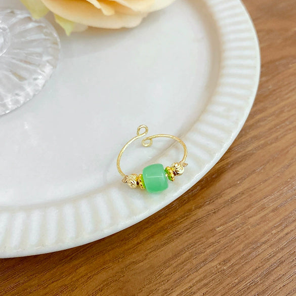 Women's Adjustable Opening Copper Ring With Geometric Style And Electroplating Treatment