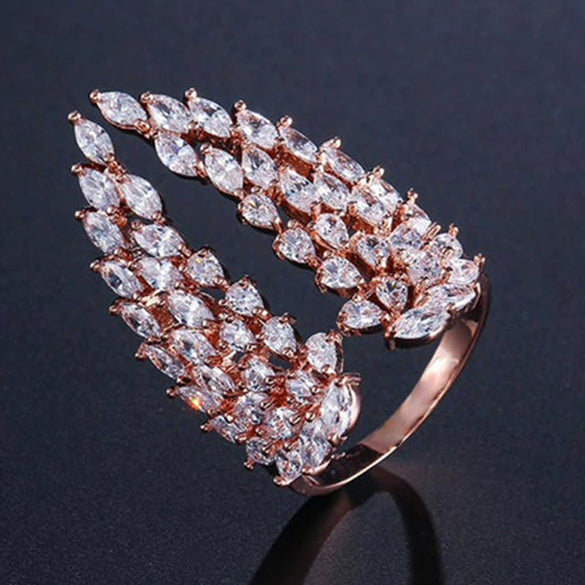 Women's Adjustable Opening Ring Copper With Zircon And Geometric Design