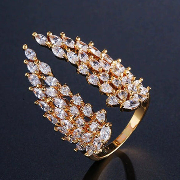 Women's Adjustable Opening Ring Copper With Zircon And Geometric Design
