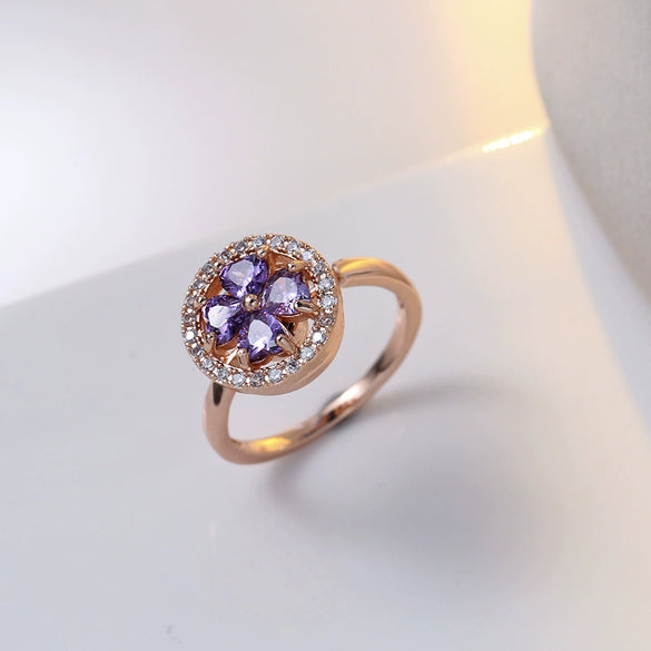 Women's Adjustable Opening Rotating Ring Copper Flower Design Electroplated Light Luxury Accessories