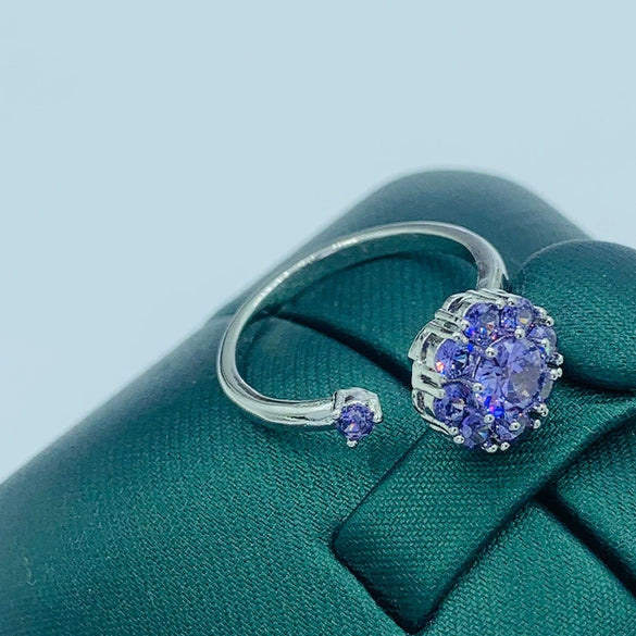 Women's Adjustable Opening Rotating Ring Copper Flower Design Electroplated Light Luxury Accessories