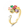 Women's Adjustable Opening Rotating Ring Copper Flower Design Electroplated Light Luxury Accessories