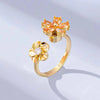 Women's Adjustable Opening Rotating Ring Copper Flower Design Electroplated Light Luxury Accessories