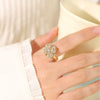 Women's Adjustable Opening Rotating Ring Copper Flower Design Electroplated Light Luxury Accessories