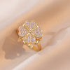 Women's Adjustable Opening Rotating Ring Copper Flower Design Electroplated Light Luxury Accessories