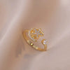 Women's Adjustable Opening Rotating Ring Copper Flower Design Electroplated Light Luxury Accessories