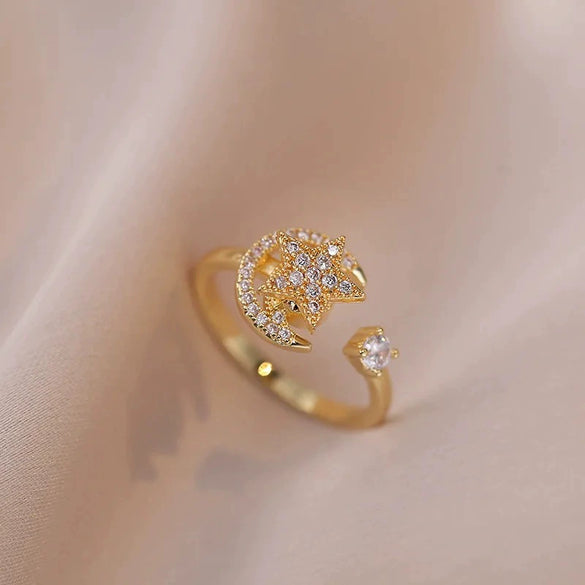 Women's Adjustable Opening Rotating Ring Copper Flower Design Electroplated Light Luxury Accessories