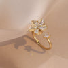 Women's Adjustable Opening Rotating Ring Copper Flower Design Electroplated Light Luxury Accessories