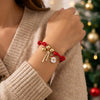Women's Adjustable Red Rope Handwoven Bracelet With Alloy Star And Christmas Tree Charms Simple Christmas Style
