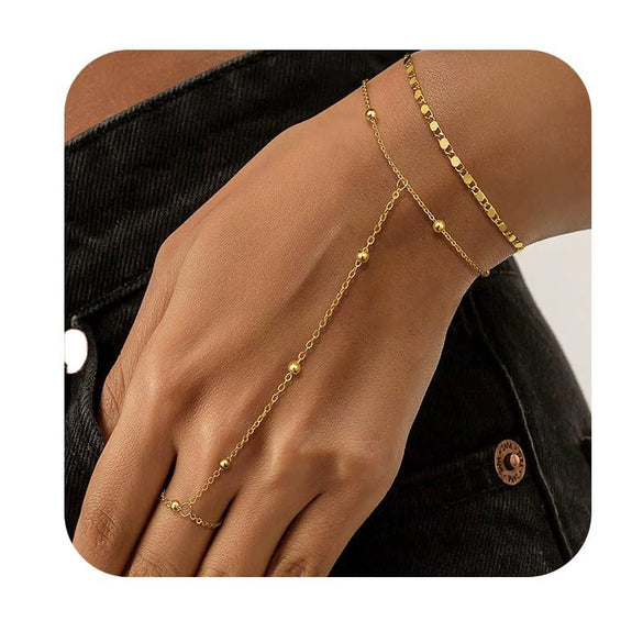 Women's Adjustable Retro Geometric Copper Ring And Bracelet Set Simple Electroplated Fashion Jewelry Daily Wear Accessories