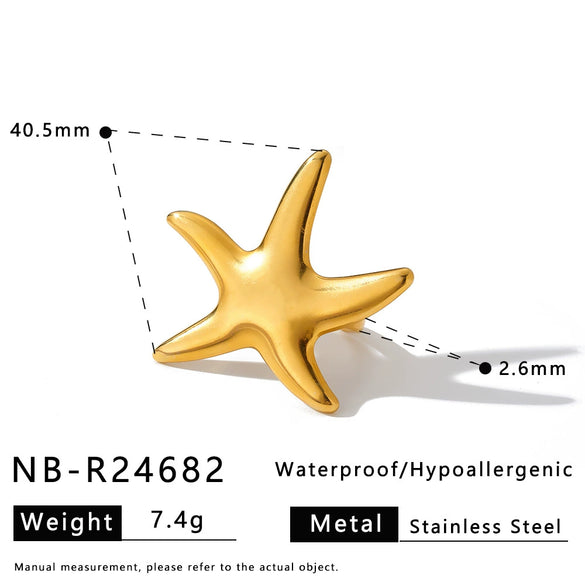 Women's Adjustable Stainless Steel Geometric Ring With Retro Minimalist Style And 18K Vacuum Electroplated Finish