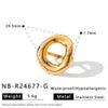 Women's Adjustable Stainless Steel Geometric Ring With Retro Minimalist Style And 18K Vacuum Electroplated Finish