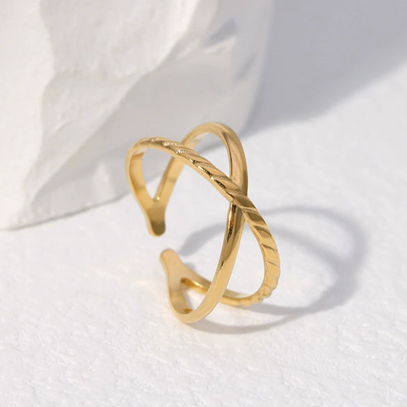 Women's Adjustable Stainless Steel Opening Ring Geometric Minimalist Style Electroplated