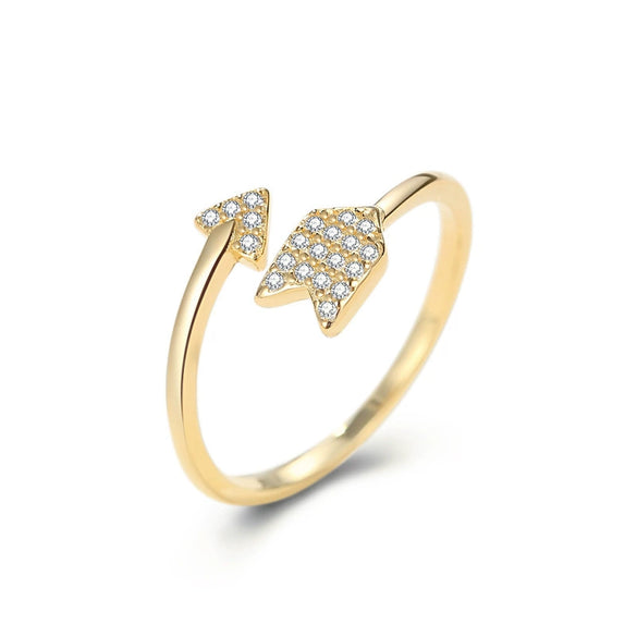 Women's Adjustable Sterling Silver Love Arrow Ring With Minimalist Geometric Design And Diamond Detail
