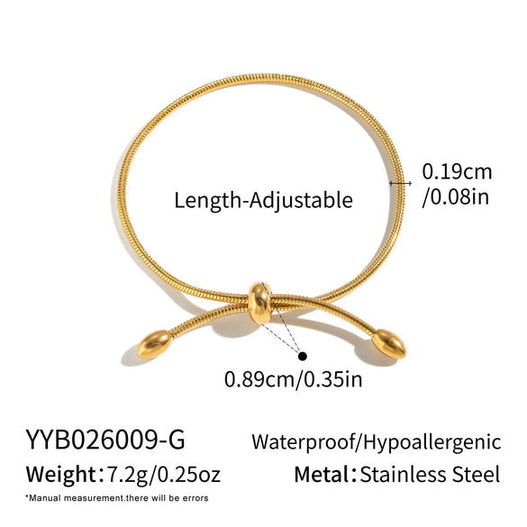 Women's Adjustable Stretch Bracelet Geometric Stainless Steel Jewelry With Gold Plated Finish Simple Versatile Wholesale Accessory
