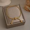 Women's Adjustable Stretch Bracelet Geometric Stainless Steel Jewelry With Gold Plated Finish Simple Versatile Wholesale Accessory
