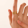 Women's Adjustable Threelayer Line Geometric Stainless Steel Finger Ring With Electroplating