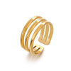 Women's Adjustable Threelayer Line Geometric Stainless Steel Finger Ring With Electroplating