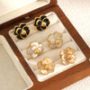 Women's All Match Elegant Drop Oil Flower Stainless Steel Earrings