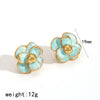 Women's All Match Elegant Drop Oil Flower Stainless Steel Earrings