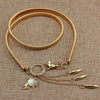 Women's All Match Metal Elastic Waist Belt With Alloy Leaf Buckle Electroplated Dress Accessory
