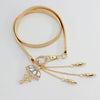 Women's All Match Metal Elastic Waist Belt With Alloy Leaf Buckle Electroplated Dress Accessory