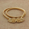 Women's All Match Metal Elastic Waist Belt With Alloy Leaf Buckle Electroplated Dress Accessory