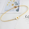 Women's All Match Metal Elastic Waist Belt With Alloy Leaf Buckle Electroplated Dress Accessory