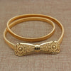 Women's All Match Metal Elastic Waist Belt With Alloy Leaf Buckle Electroplated Dress Accessory