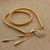 Women's All Match Metal Elastic Waist Belt With Alloy Leaf Buckle Electroplated Dress Accessory