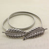 Women's All Match Metal Elastic Waist Belt With Alloy Leaf Buckle Electroplated Dress Accessory