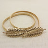 Women's All Match Metal Elastic Waist Belt With Alloy Leaf Buckle Electroplated Dress Accessory