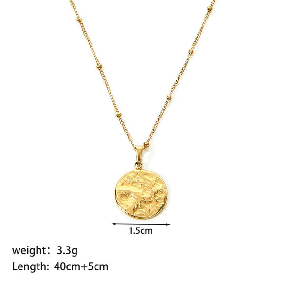 Women's All Match Round Titanium Steel And Stainless Steel Necklace With Geometric Devil's Eye Pendant And Pvd Furnace Real Gold Plating
