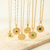 Women's All Match Round Titanium Steel And Stainless Steel Necklace With Geometric Devil's Eye Pendant And Pvd Furnace Real Gold Plating
