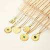Women's All Match Round Titanium Steel And Stainless Steel Necklace With Geometric Devil's Eye Pendant And Pvd Furnace Real Gold Plating