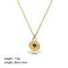 Women's All Match Round Titanium Steel And Stainless Steel Necklace With Geometric Devil's Eye Pendant And Pvd Furnace Real Gold Plating