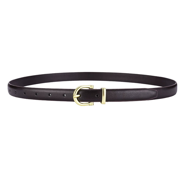 Women's All Match Simple Light Luxury Genuine Leather Belt With Hand Stitching Semicircle Buckle And Embossing