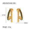 Women's All Match Titanium Steel Geometric C Shaped Earrings 18K Gold Plated With Greenwhite Diamond