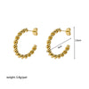 Women's All Match Twist Earrings In Stainless Steel With Geometric Design And Pvdp Furnace Real Gold Treatment