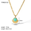 Women's All Match Vintage Inlaid Natural Stone Titanium Steel Necklace With Pvdp Furnace Real Gold Treatment Geometric Design