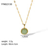 Women's All Match Vintage Inlaid Natural Stone Titanium Steel Necklace With Pvdp Furnace Real Gold Treatment Geometric Design