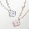 Women's Allmatch Fashion Fourleaf Clover S925 Silver Clavicle Necklace With Rose Gold And Geometric Pattern
