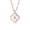 Women's Allmatch Fashion Fourleaf Clover S925 Silver Clavicle Necklace With Rose Gold And Geometric Pattern