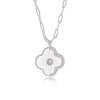 Women's Allmatch Fashion Fourleaf Clover S925 Silver Clavicle Necklace With Rose Gold And Geometric Pattern